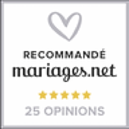 Recommandé mariages.net, 5 étoiles, 25 opinions